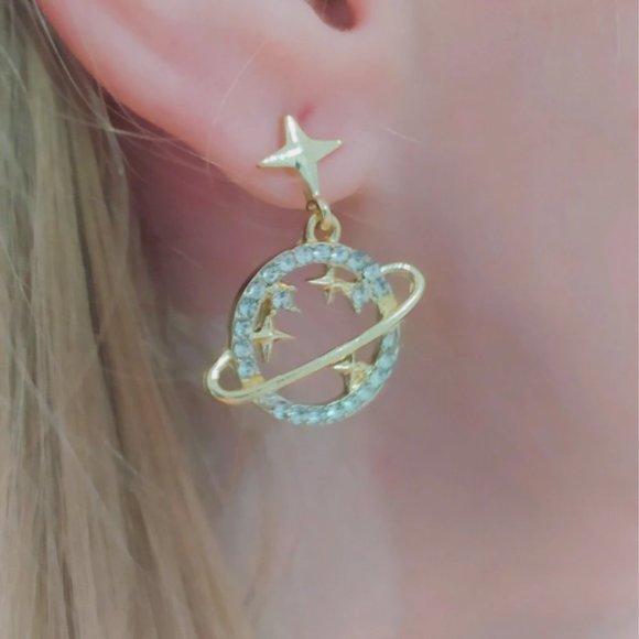 Korean Style Trendy Dangle Earrings - Planet - Picture 2 of 3